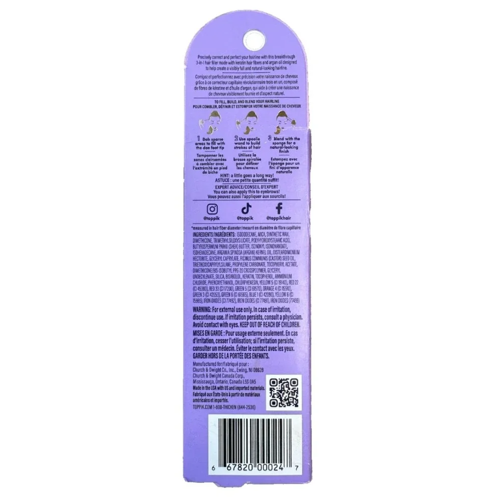 Toppik Fill Me In Hairline Filler Medium Brown Root Touch Up 0.176 oz‎ New
